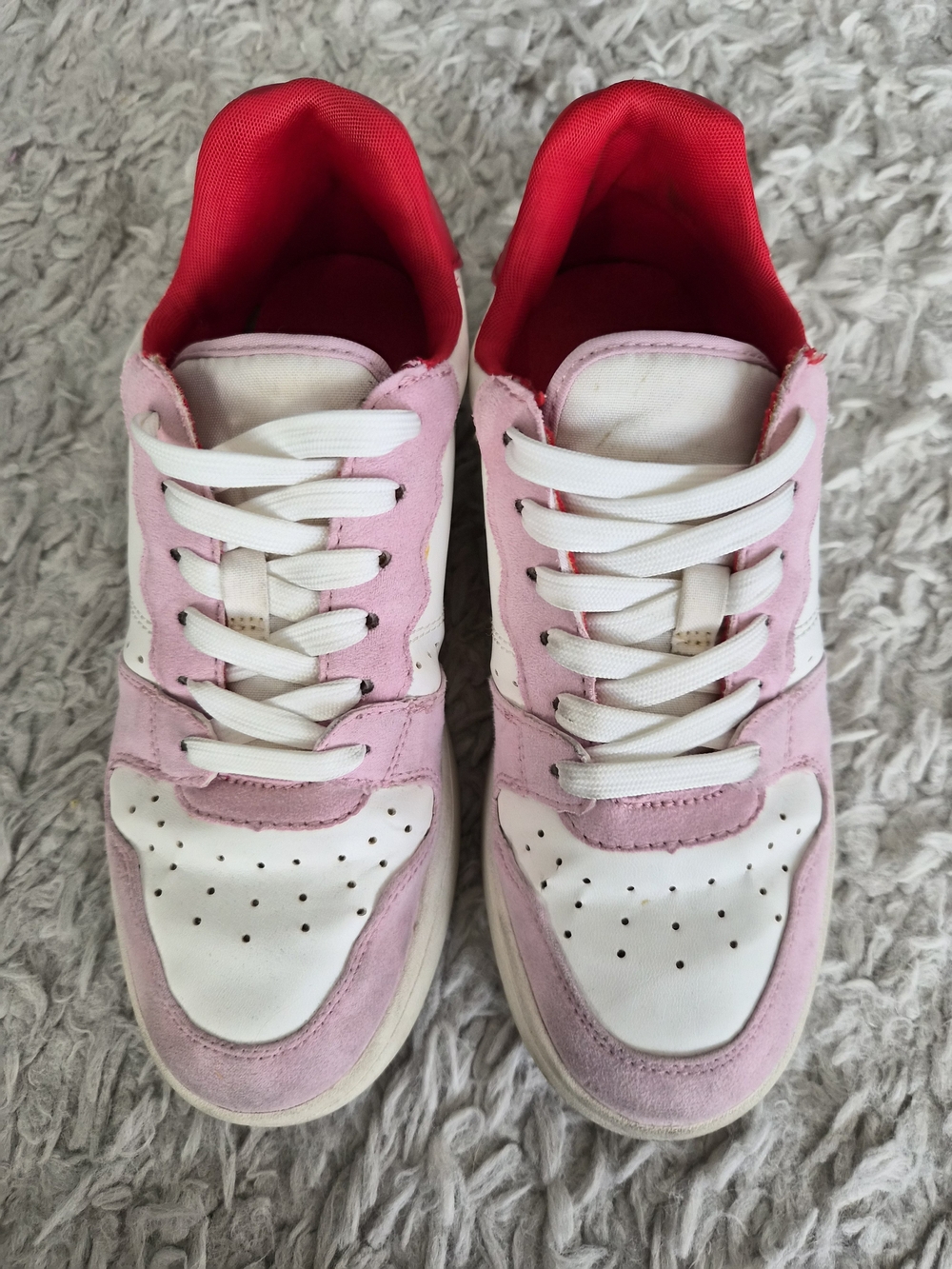 H&M Pink and White Colorblock Sneakers Size 5.5 - Picture 1 of 16